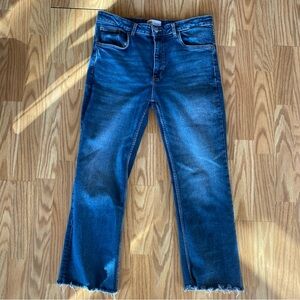 Zara Women's Blue Jeans High Rise Size 10 Medium Wash Straight Leg Stretch